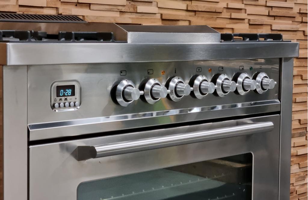 Luxe Fornuis Boretti 90cm rvs + rvs 5 pits frytop 1 oven, Niet ingevuld, 60 cm of meer, Niet ingevuld, Ophalen of Verzenden