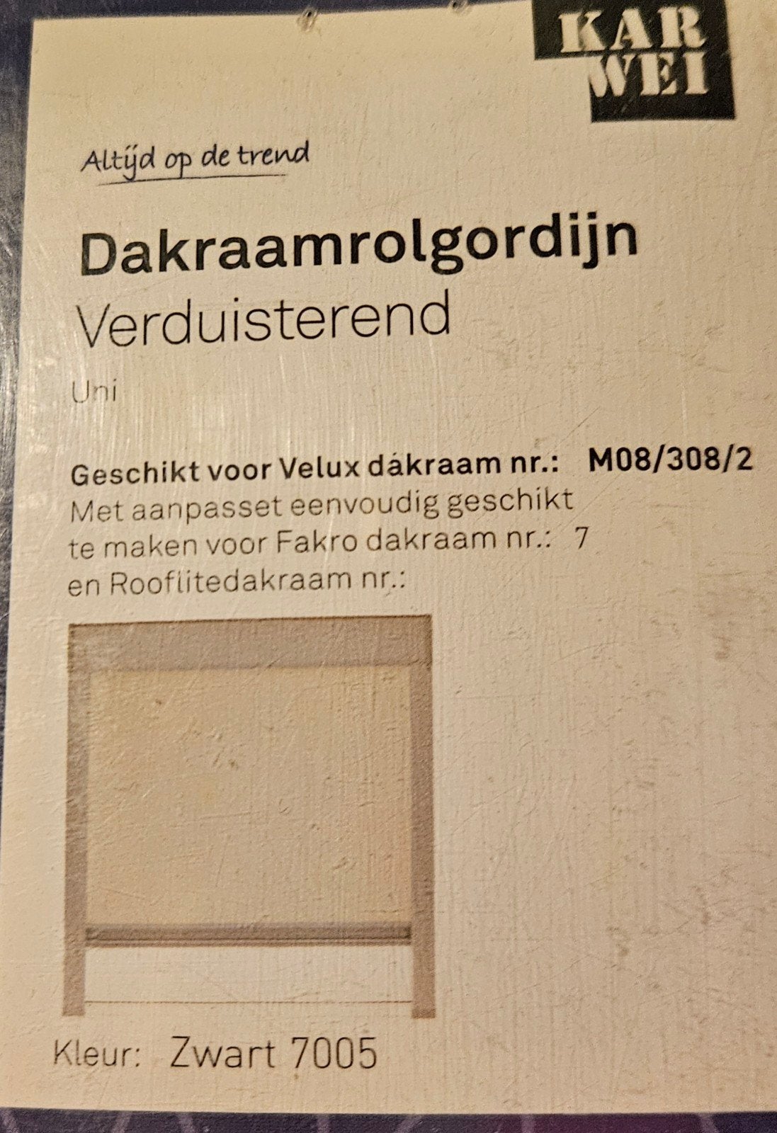 Karwei Dakraamrolgordijn Verduisterend Zwart M08/308/2, Verduisterend, Zwart, Karwei, Nieuw
