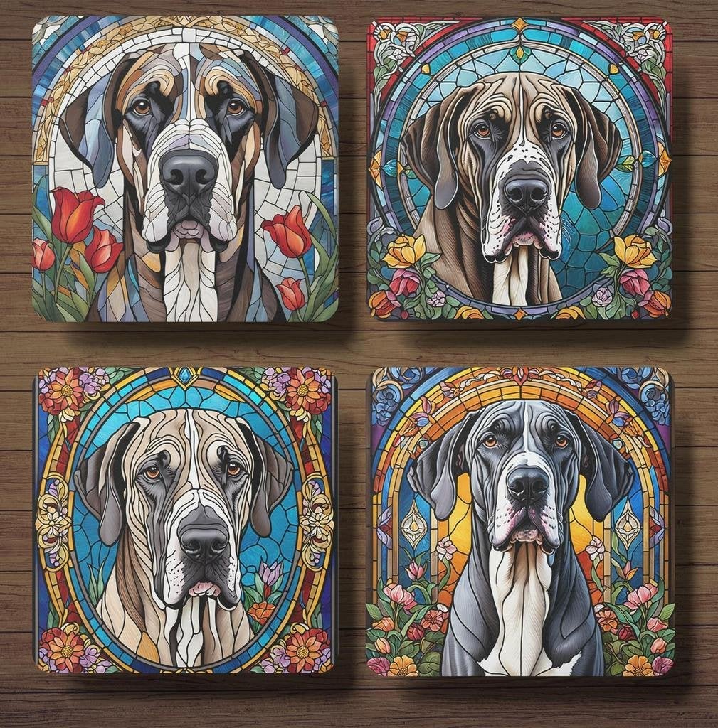 Duitse Dog Glas in Lood onderzetters met houder, Ophalen of Verzenden, Nieuw