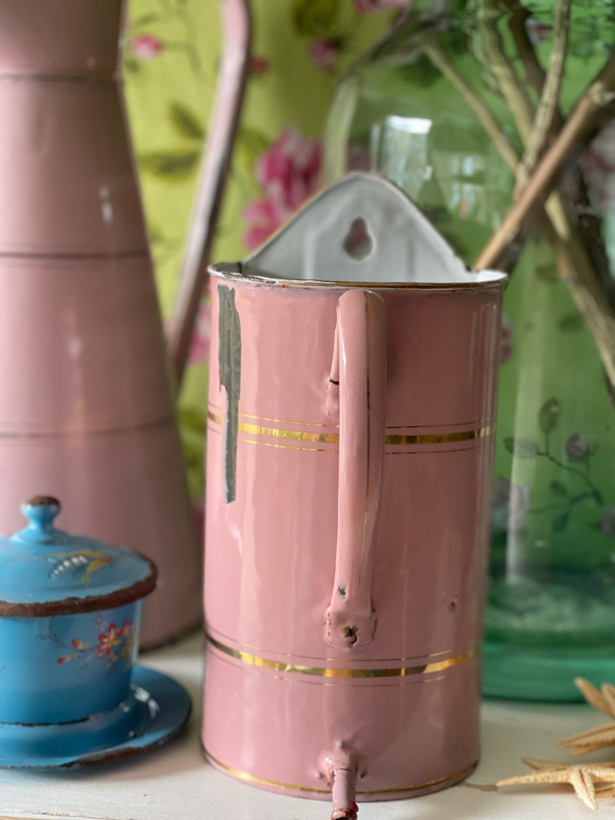 emaille  roze Franse lavament - 2 liter, Antiek en Kunst, Ophalen of Verzenden