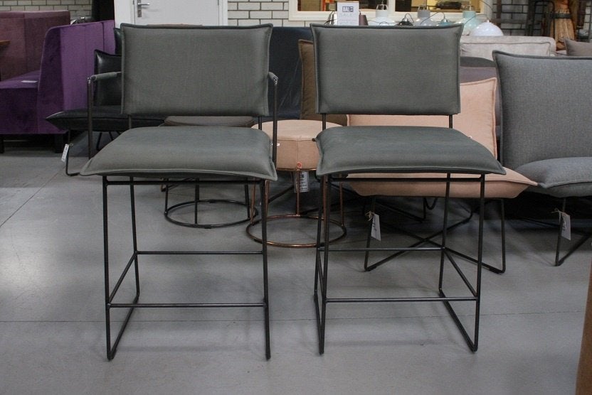 8x luxe barstoel barkruk NORMAN Jess Design metaal leer stof, Ophalen, 5 krukken of meer, Met voetsteun, 60 tot 90 cm