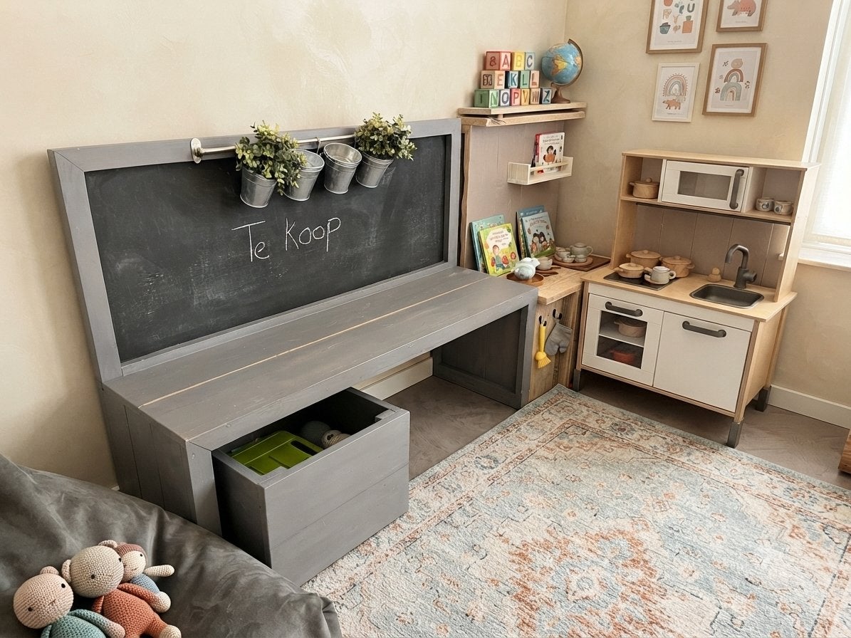 Kinder speeltafel met krijtbord en opbergruimte, Ophalen, Gebruikt