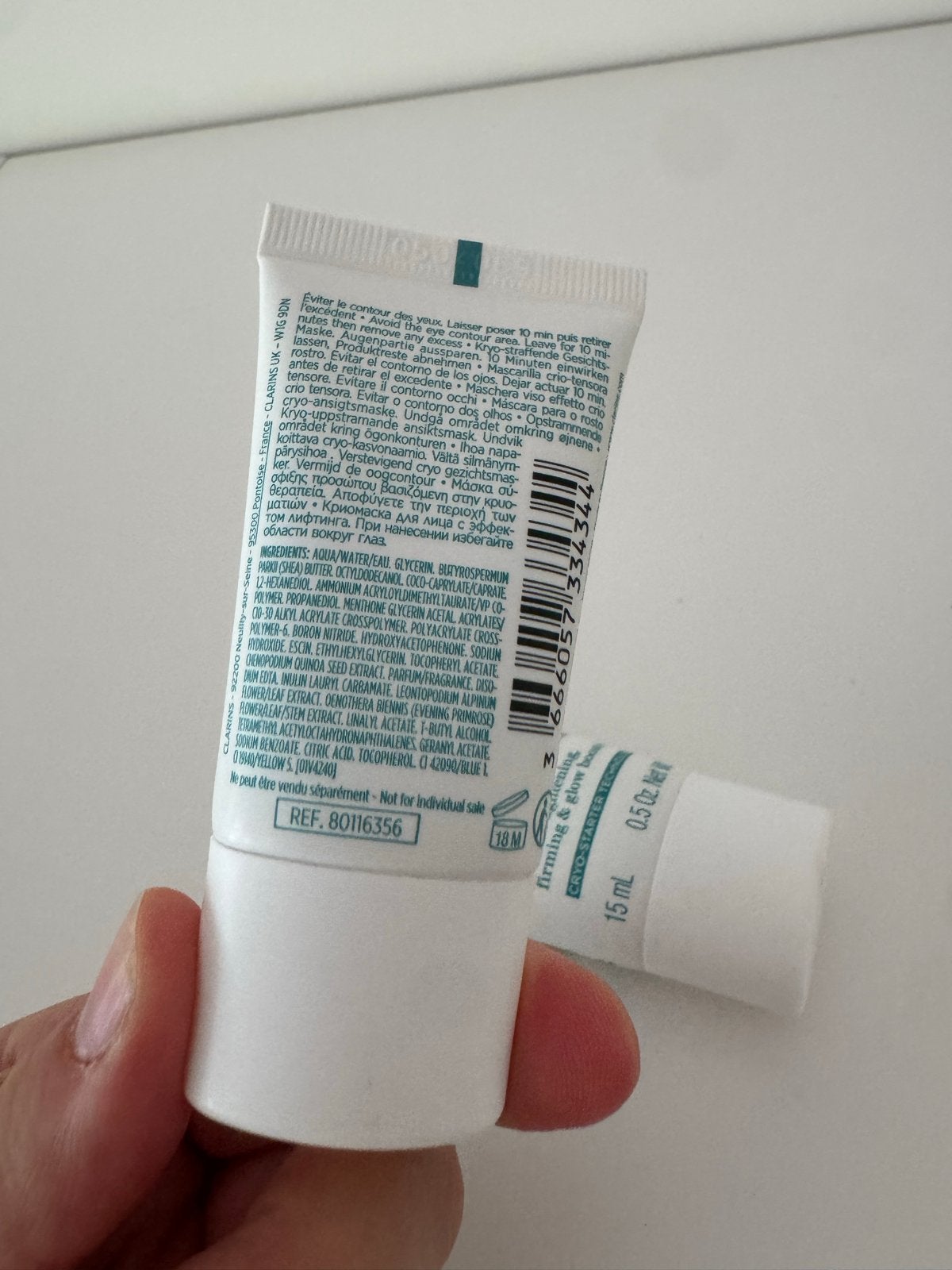 Clarins Cryo-Flash Cream-Mask - 2x 15ml, Ophalen of Verzenden, Nieuw, Gehele gezicht, Verzorging