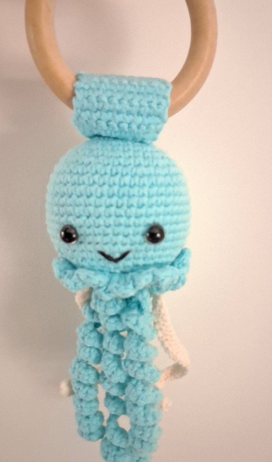 Gehaakte octopus rammelaar met bijtring, Ophalen of Verzenden, Nieuw, Kraamcadeau