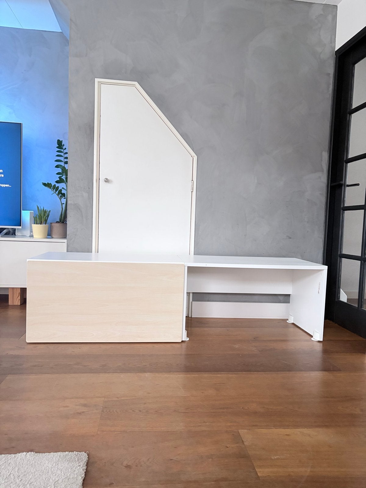 2 lage Ikea bureau’s met lade, Ophalen, Gebruikt, Met lades, 50 cm