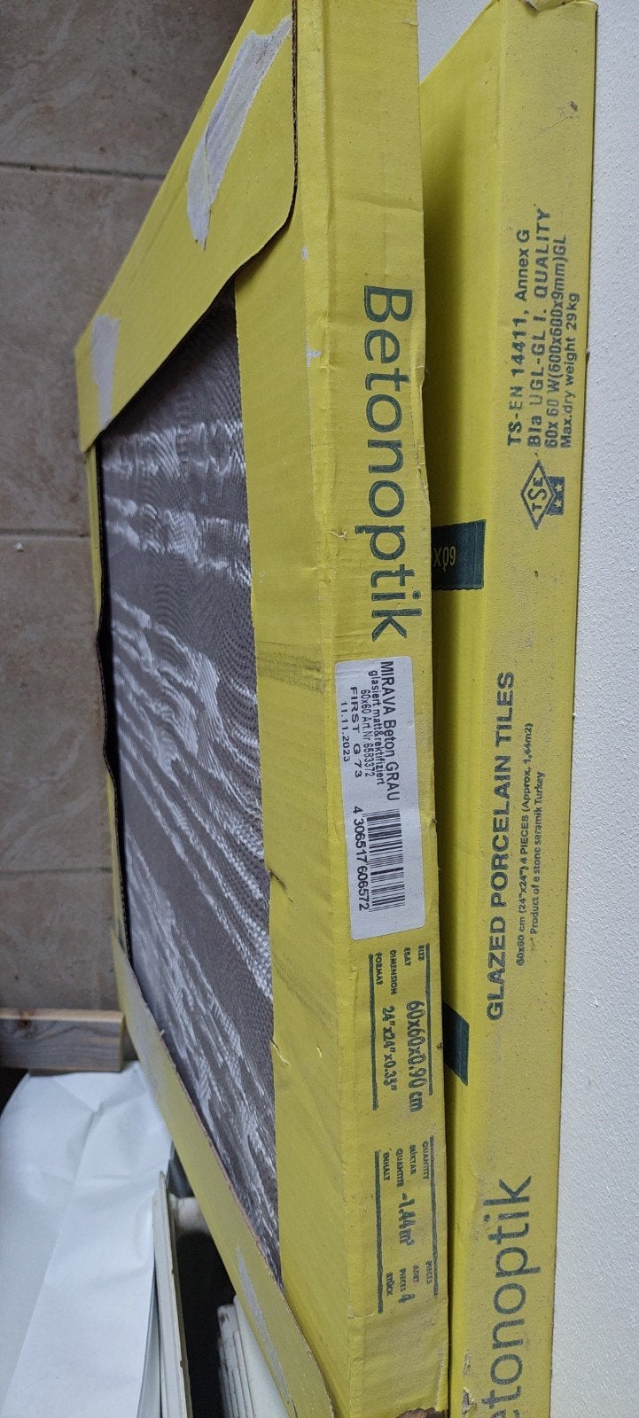 Betonoptik Porseleinen Vloertegels 60x60 cm, Ophalen, 60 cm of meer, Nieuw, Minder dan 5 m²
