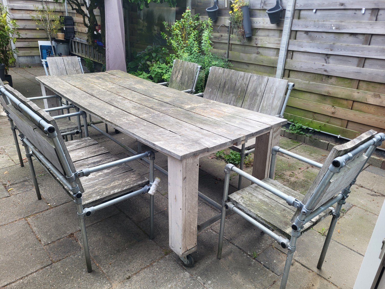 Tuintafel met stoelen voor 8 personen, Tuin en Terras, Tuintafels, Gebruikt, Ophalen of Verzenden