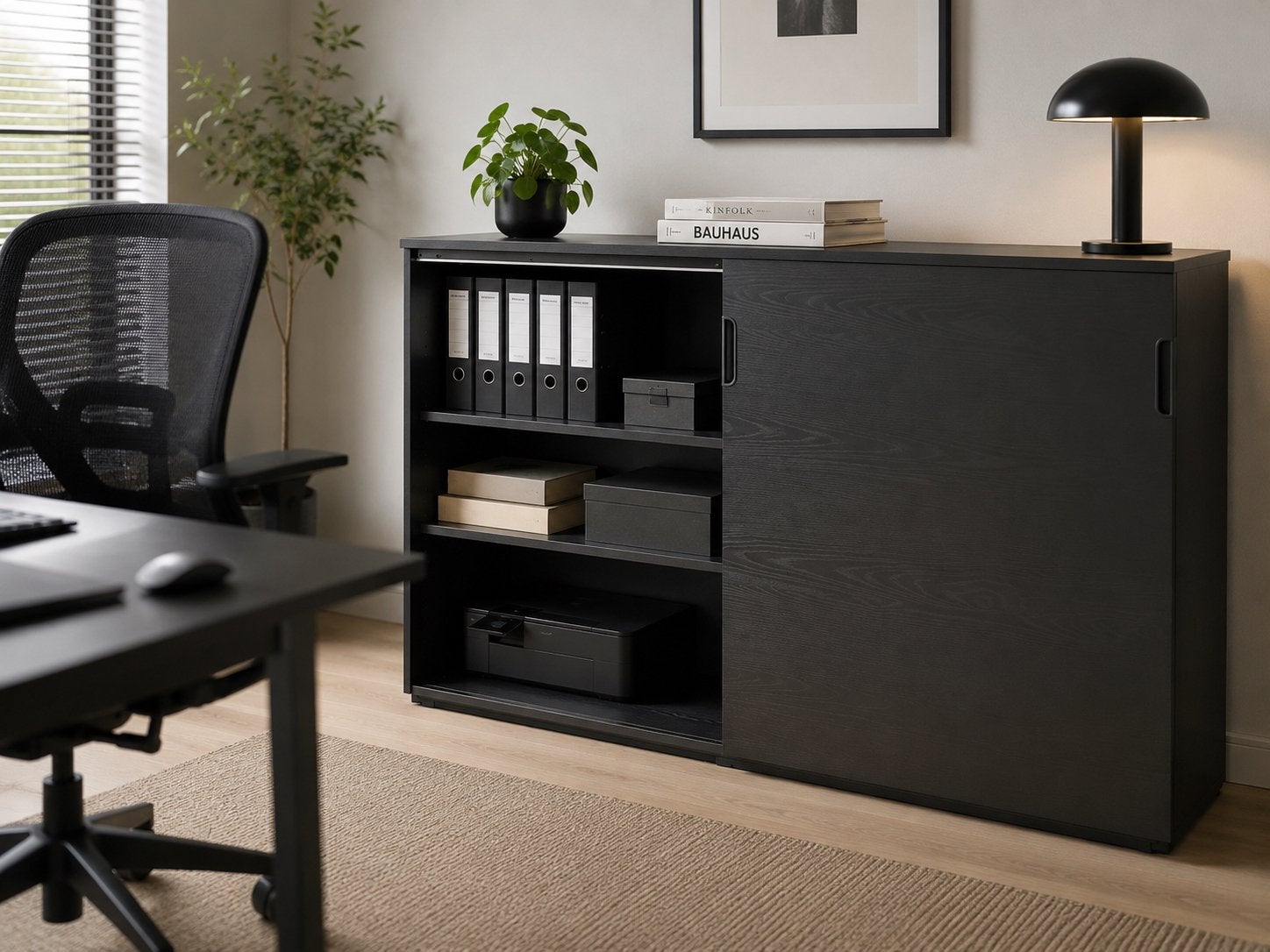IKEA GALANT kast met schuifdeuren zwart essenfineer 160x120, Huis en Inrichting, Kasten | Roldeurkasten en Archiefkasten, Ophalen
