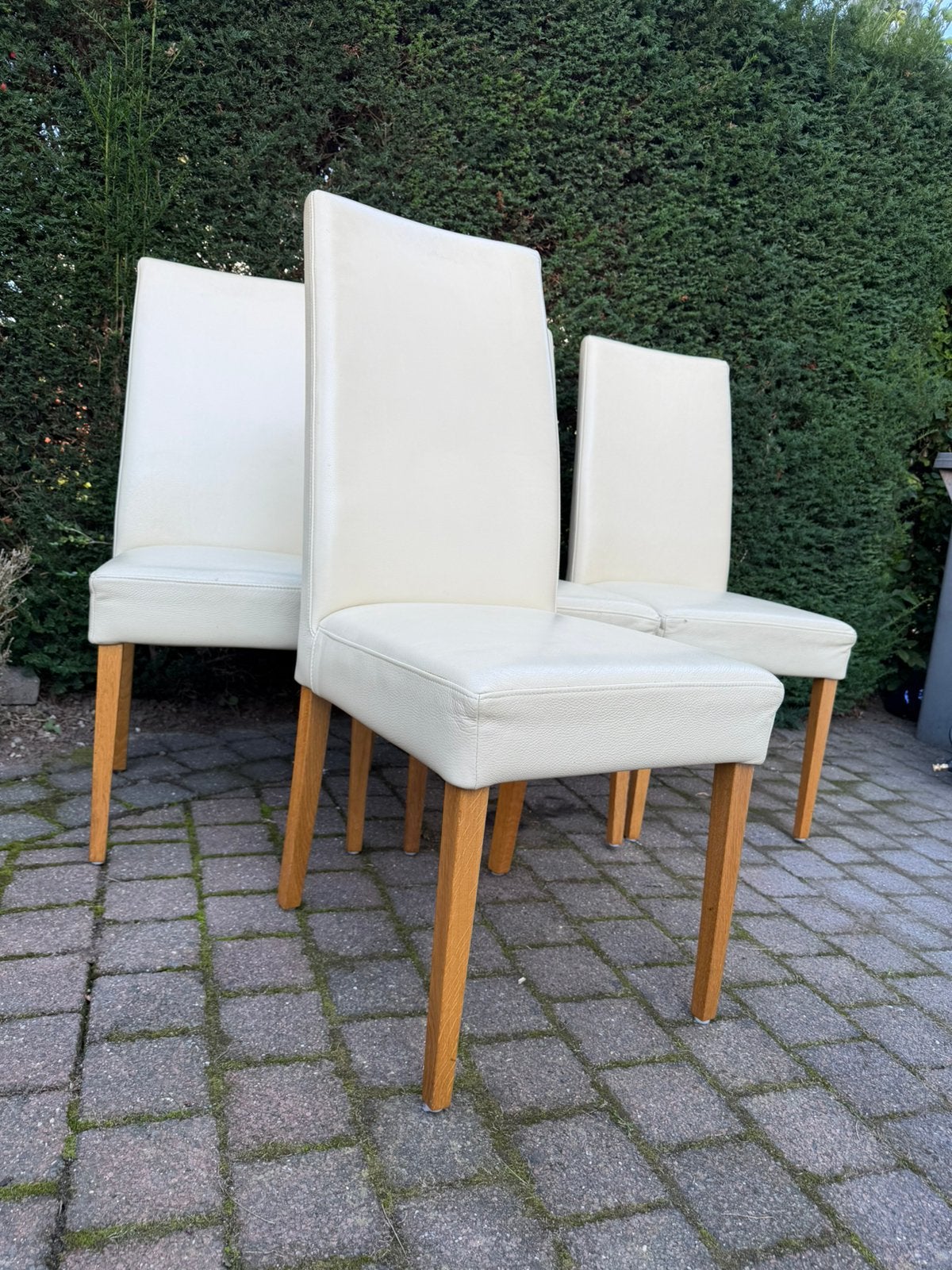 Eetkamerstoelen beige 4stuks, Ophalen, Gebruikt, Overige kleuren, Leer