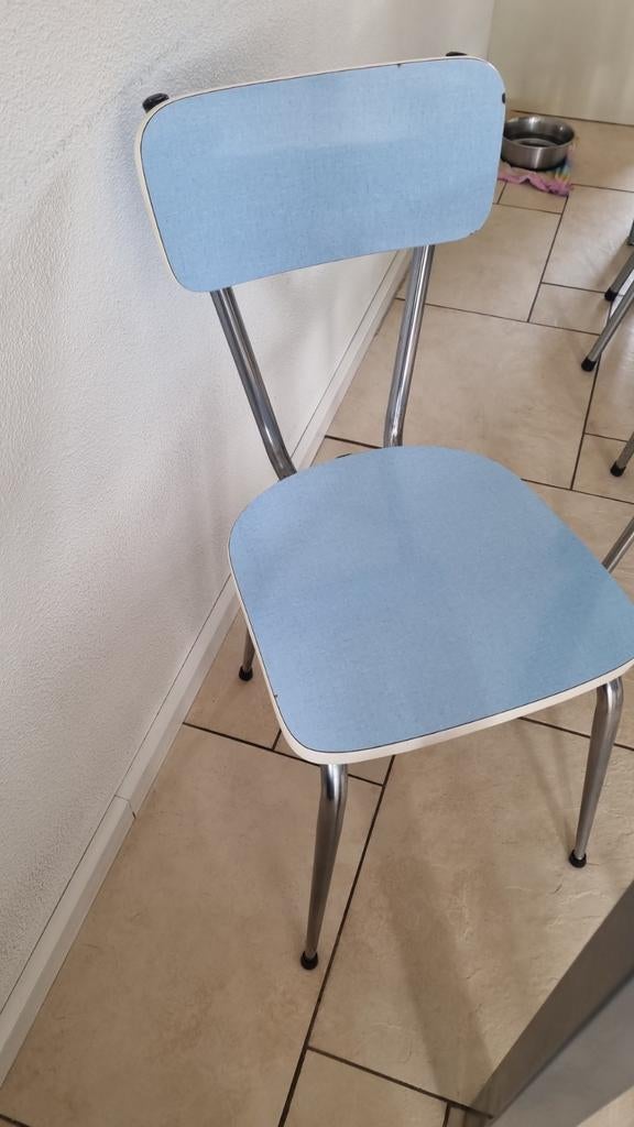 Formica retro stoel blauw, Ophalen of Verzenden, Blauw, Eén