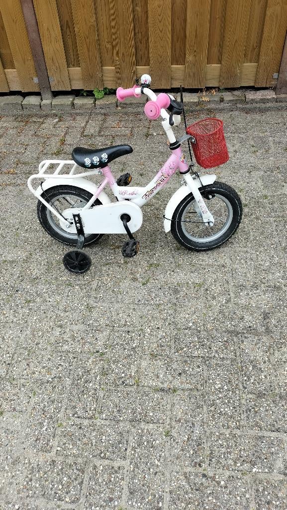 Kinderfietsje 12 inch - Rose /Wit - mooi ding ., Ophalen, Gebruikt, Minder dan 16 inch, Zijwieltjes