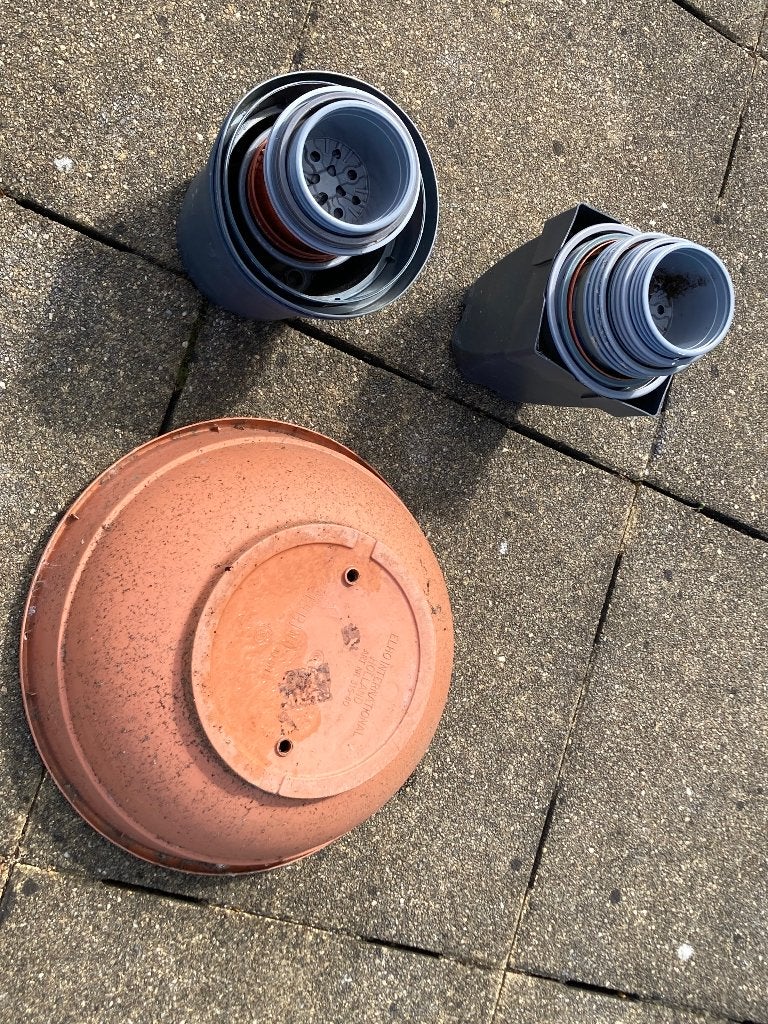 Terracotta bloempot, Tuin en Terras, Bloempotten, Ophalen, Kunststof, Gebruikt, Rond