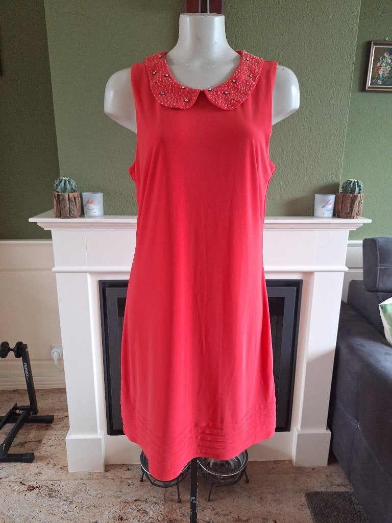 K-Design jurk koraal zijde look peter pan kraagje XXL, K-design, Verzenden, Maat 46/48 (XL) of groter, Oranje