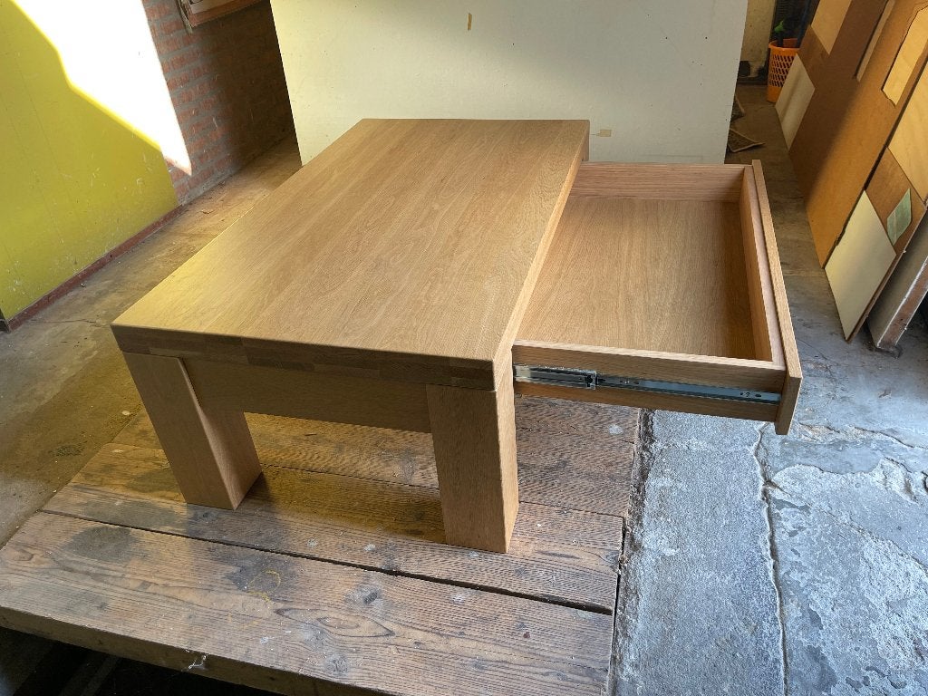 lichteiken salontafel, Ophalen, 100 tot 150 cm, Eikenhout, 50 tot 100 cm