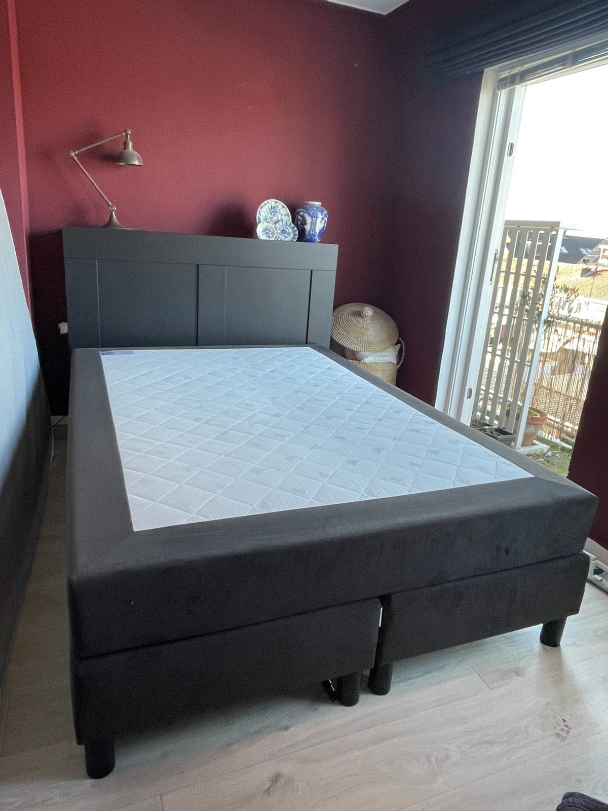 Boxspring z.g.a.n incl hoofdbord! 140 x 200, Ophalen, Tweepersoons, 140 cm, Zo goed als nieuw