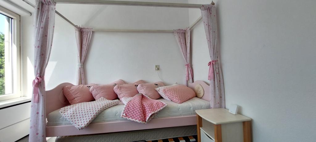 Roze Disney 1-persoons hemelbed met veel extra's, Gebruikt, 70 tot 85 cm, 180 cm of meer, Ophalen