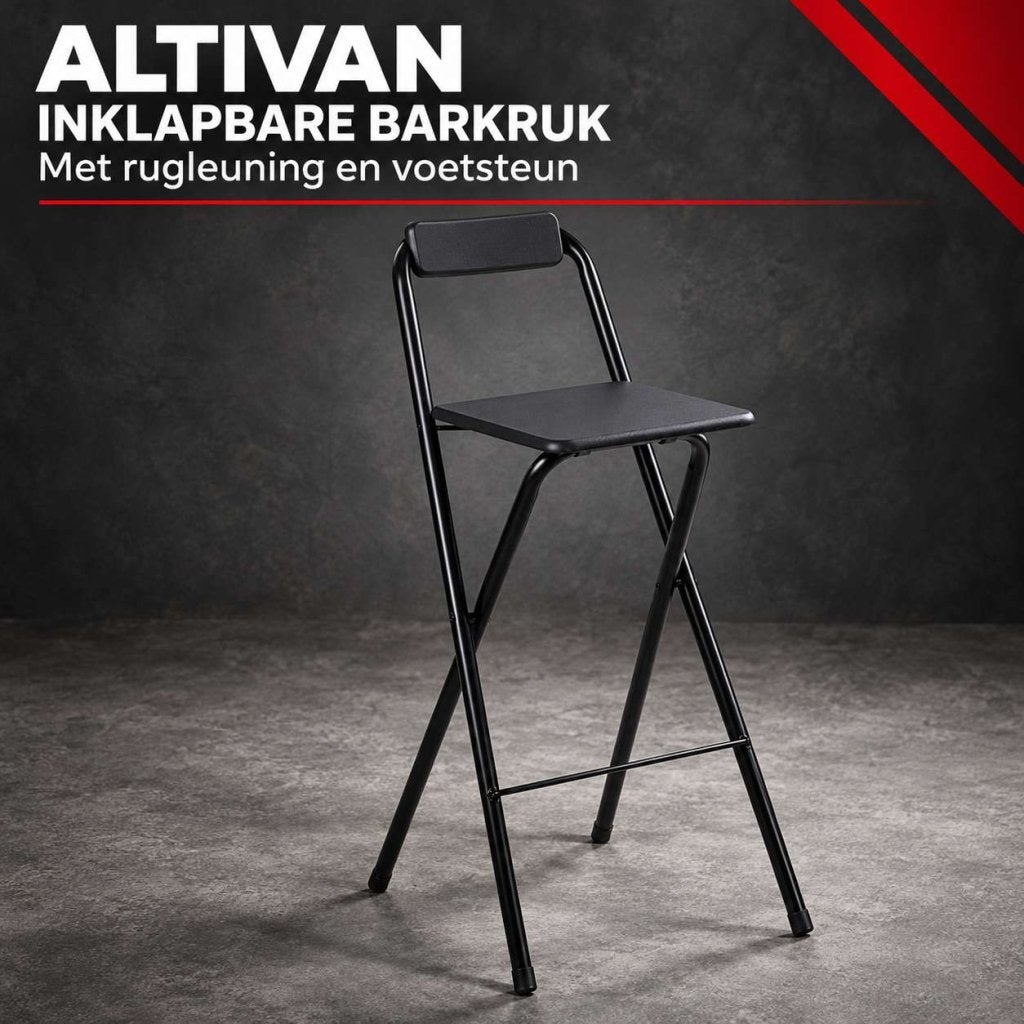 Altivan 10 inklapbare barkrukken zwart met rugleuning, Info@altivan.eu, Nieuw, Altivan, Ophalen