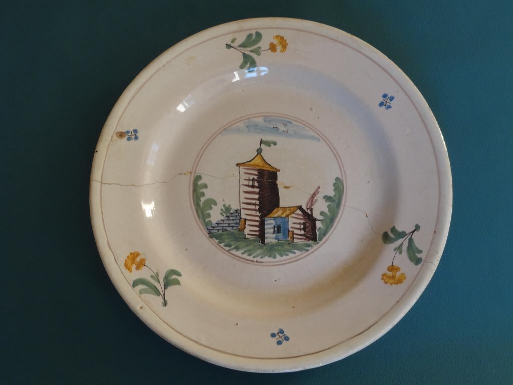 Oud Frans bord, diameter 23 cm, zeer decoratief, Verzenden