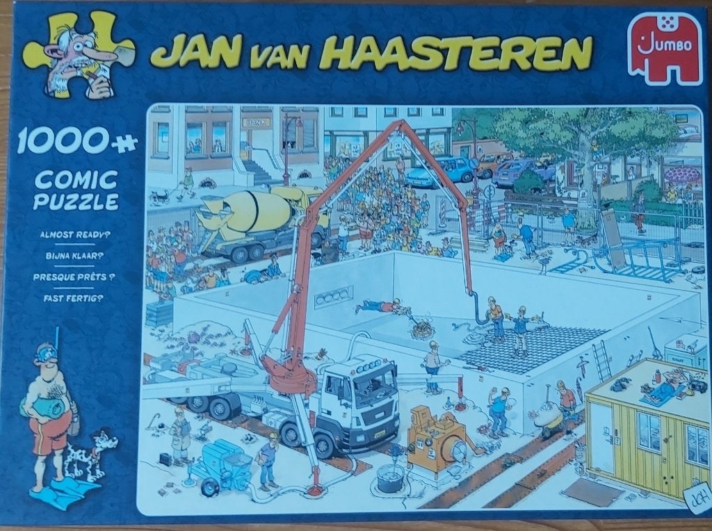 Puzzel Jan van Haasteren, Bijna klaar, 1000, Hobby en Vrije tijd, Denksport en Puzzels, Ophalen of Verzenden, 500 t/m 1500 stukjes