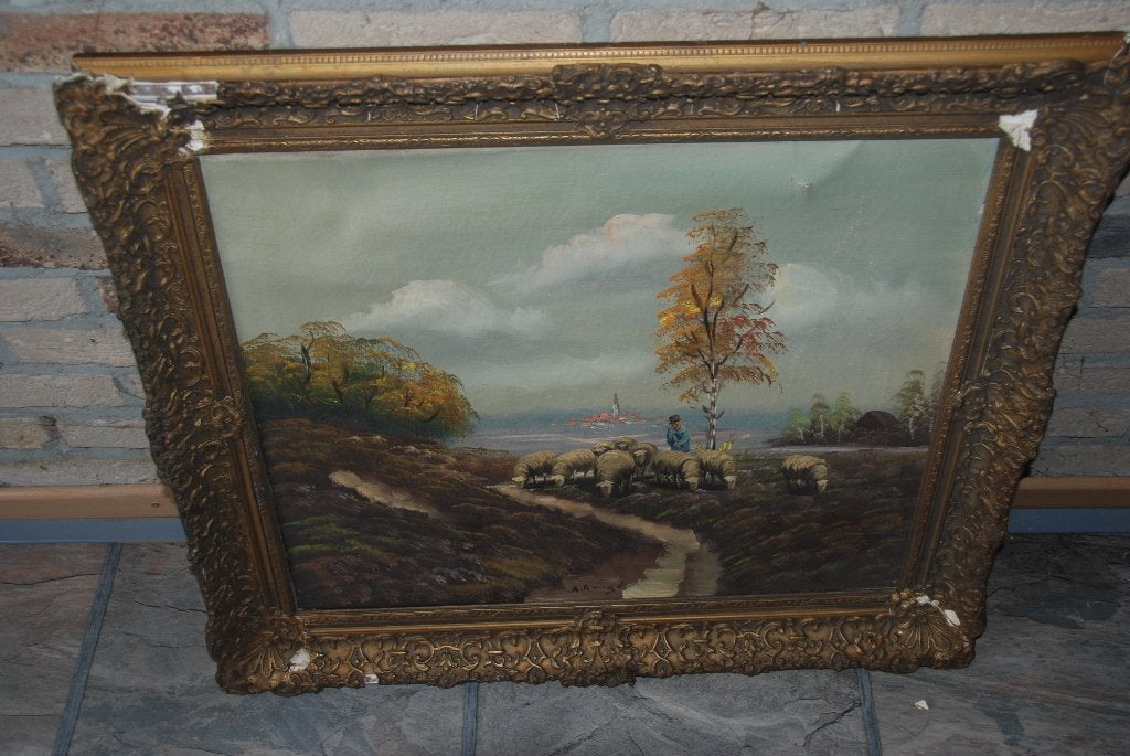 schilderij W.L. Range, Antiek en Kunst, Ophalen, Doek, Landschap, Olieverf