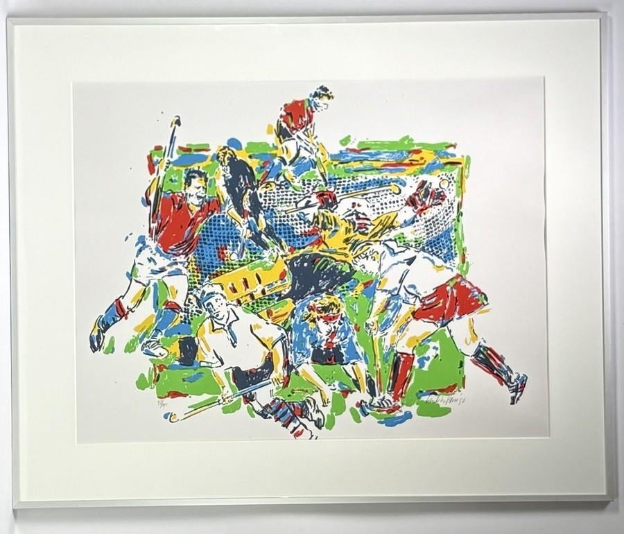1348. Zeefdruk, Henk Hofstra – hockeyduel, 1996, Ophalen of Verzenden