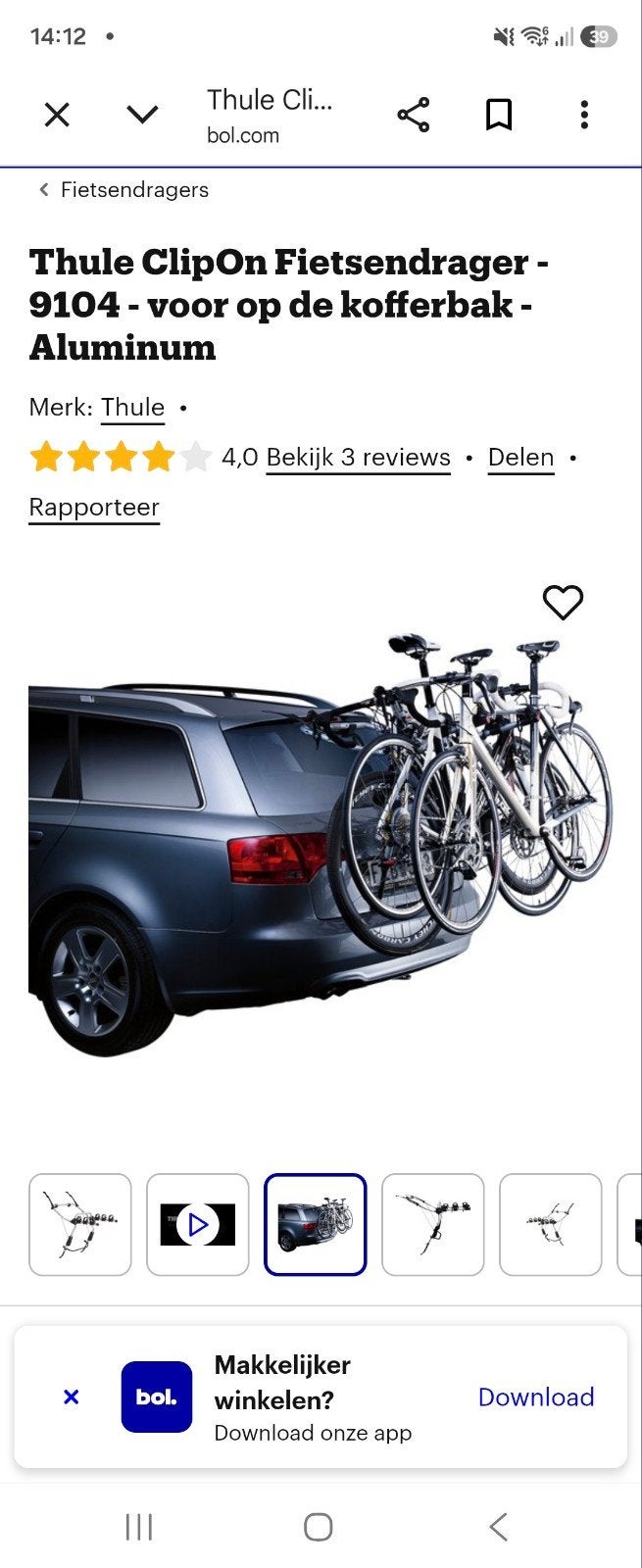 fietsendrager zonder trekhaak, Auto diversen, Fietsendragers, Ophalen of Verzenden, 2 fietsen, Zo goed als nieuw, Achterklepdrager