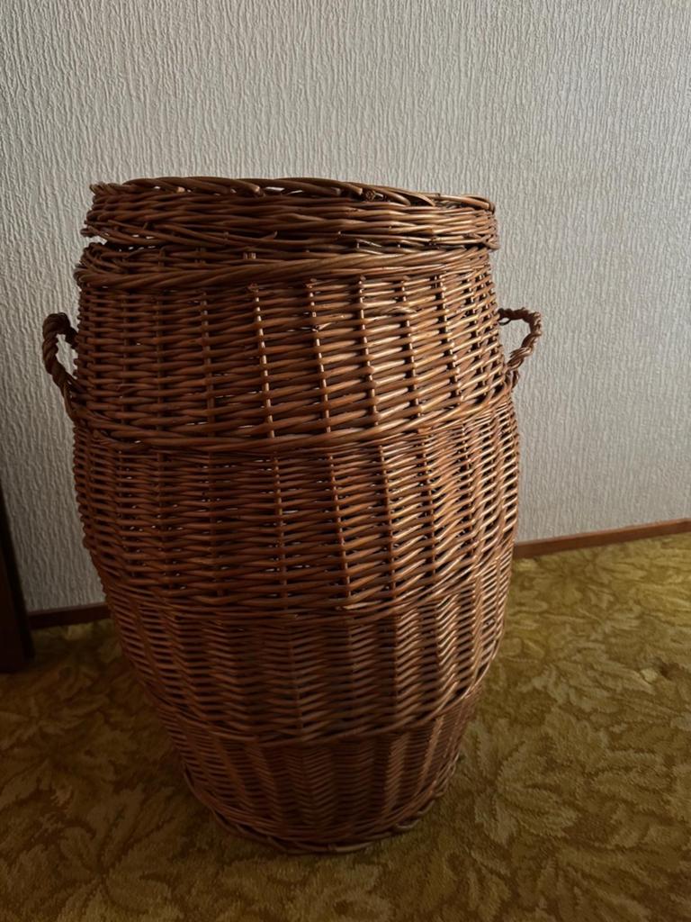 Rieten Vintage wasmand, Ophalen, Zo goed als nieuw, Rond, Riet