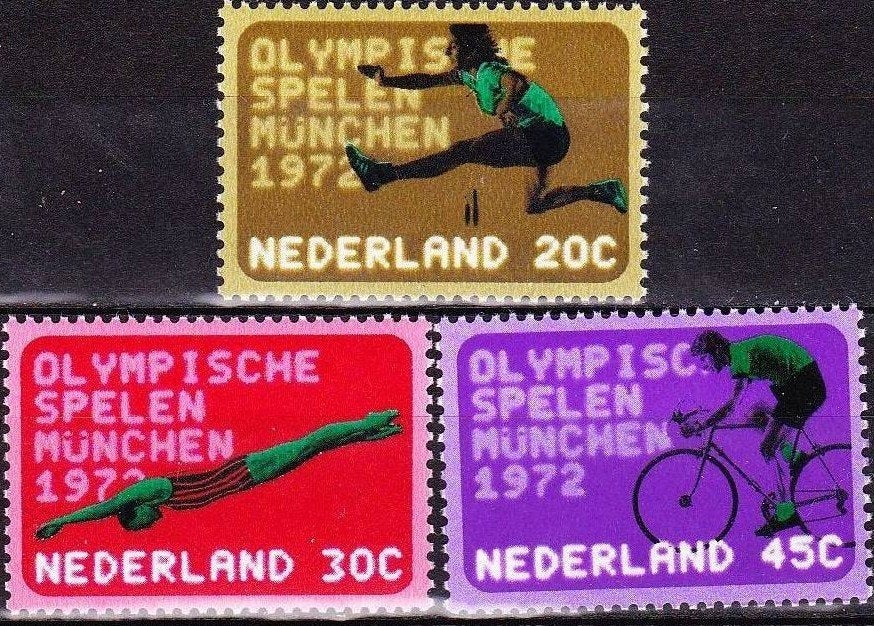 Nederland 1972 - nvph 1012-1014 - Olympische Spelen München, Postzegels en Munten, Ophalen of Verzenden, Na 1940, Postfris