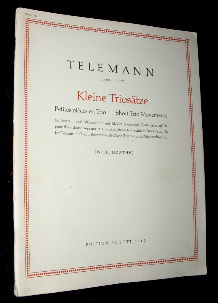 Telemann - Kleine Triosatze - Fur Sopran-  Und Altblockflote, Gebruikt, Klassiek, Ophalen of Verzenden, Piano