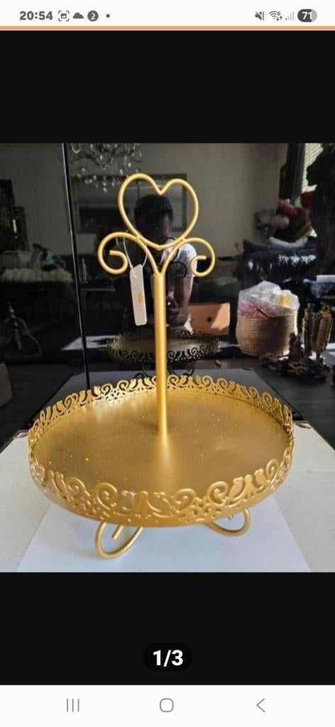 Gouden etagere met hart en vogel details, Ophalen of Verzenden, Nieuw
