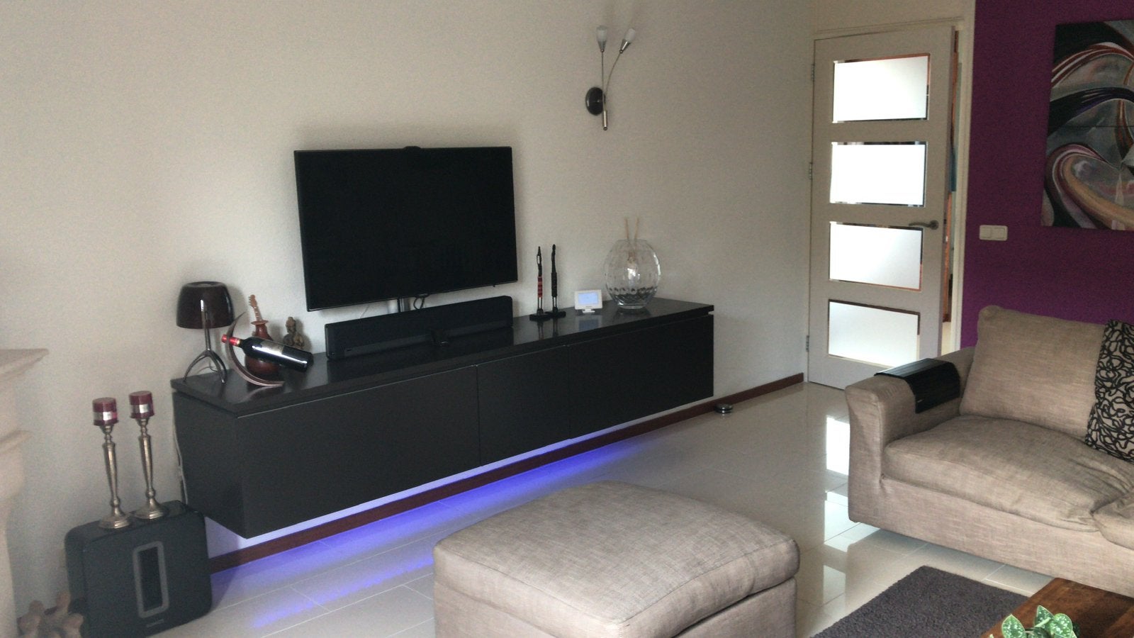 Design TV wandmeubel (L250xB50xH45), Huis en Inrichting, Kasten | Televisiemeubels, Ophalen, Gebruikt, 200 cm of meer, Minder dan 100 cm