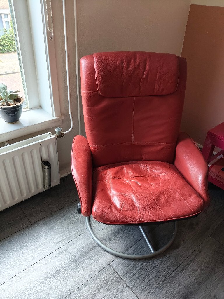 leren draaistoel, Ophalen, Gebruikt, Leer, Eén