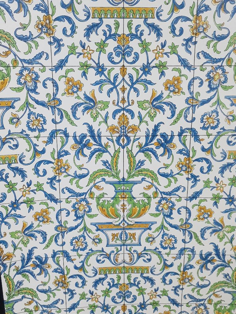 13697 Portugees tegel behang in blauw en geel op wit swiet, Huis en Inrichting, Verzenden, Minder dan 10 m², Wit