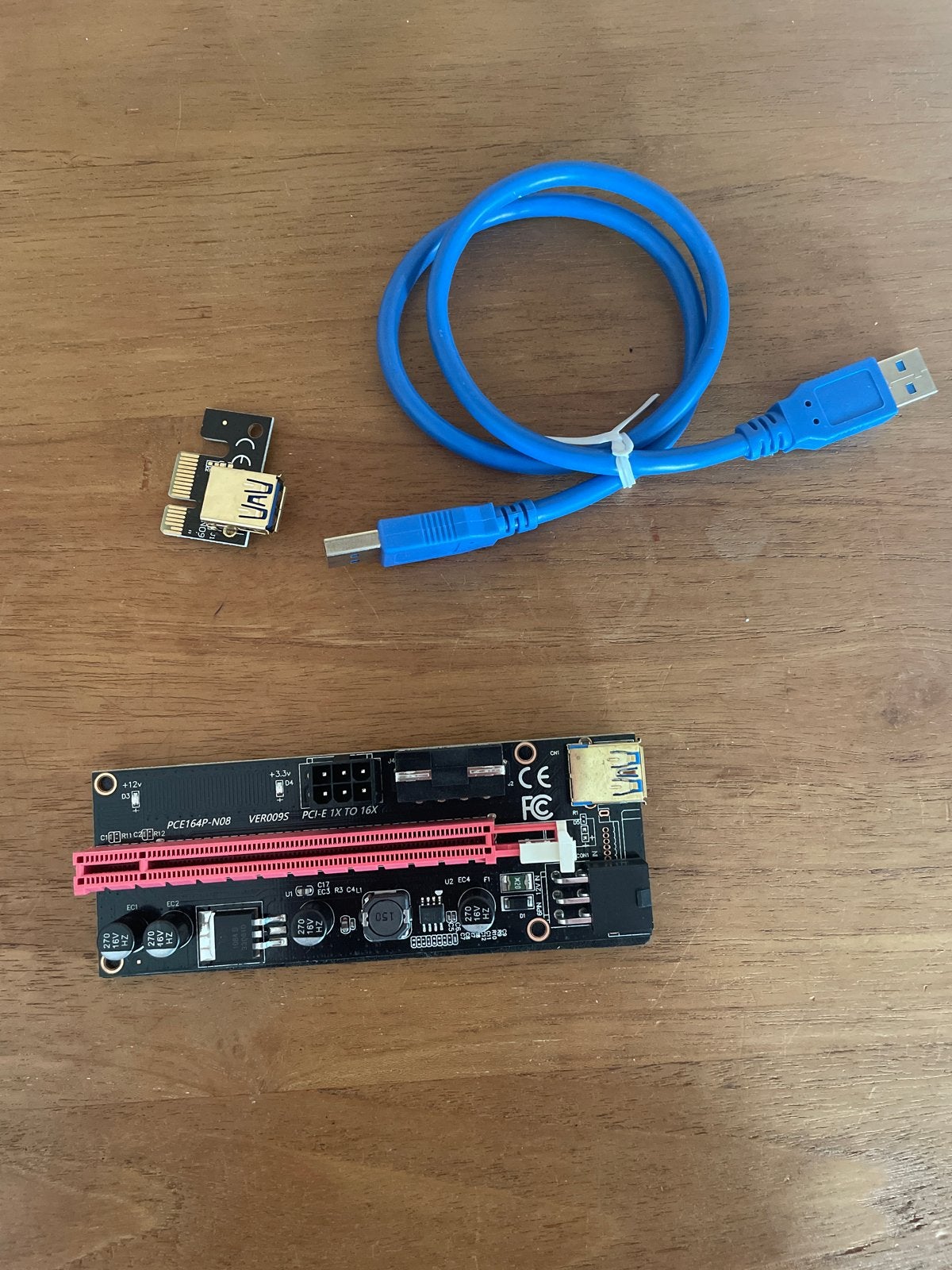 PCI-E 1X naar 16X Riser Card voor Mining (6 beschikbaar), Ophalen of Verzenden, Gebruikt