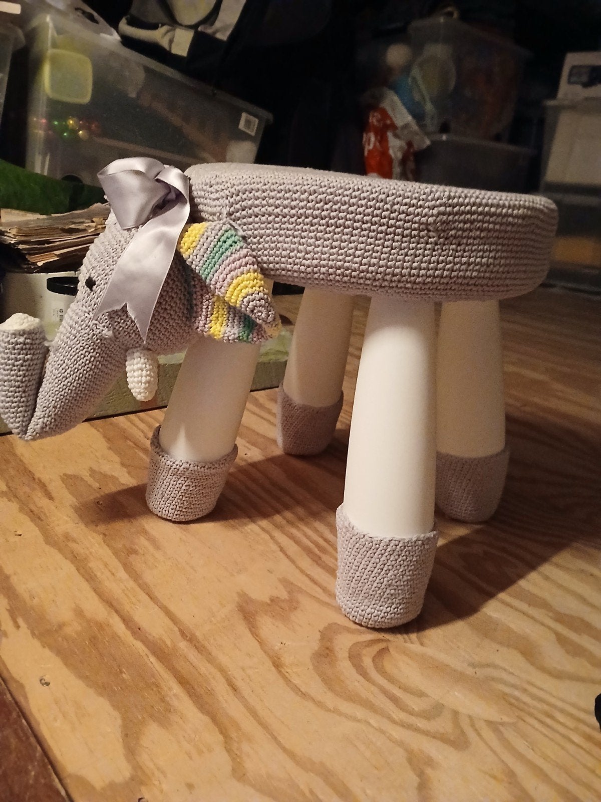 Zelfgehaakt olifant krukje (Ikea) grijs, Ophalen, Zo goed als nieuw, Kunststof