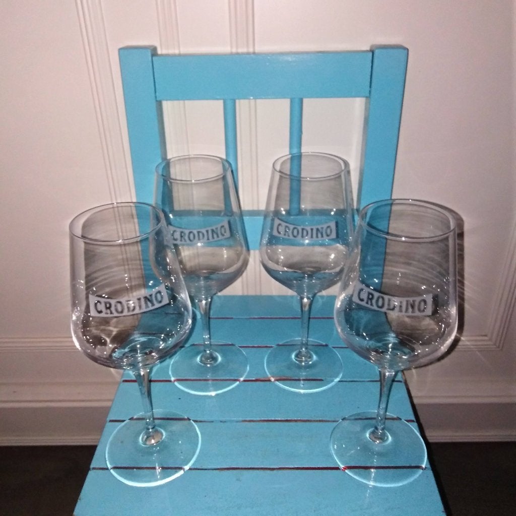 Crodino aperitiefglazen 4 stuks, Ophalen, Glas of Glazen, Gebruikt, Glas