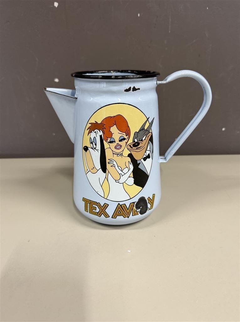 Thee pot - Tex Avery - Demons & Merveilles 1996 metalen thee, Ophalen of Verzenden, Zo goed als nieuw, Bord(en), Overige stijlen