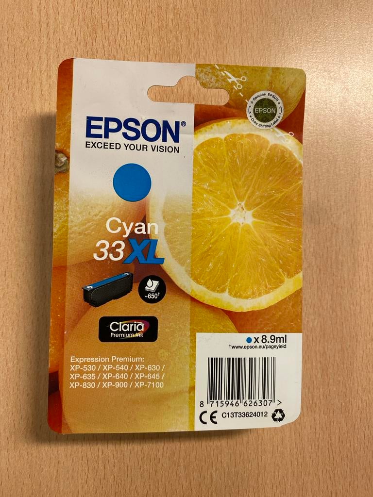 Epson 33XL Cyaan Inktcartridge - Origineel, Computers en Software, Printerbenodigdheden, Nieuw, Cartridge, Ophalen of Verzenden