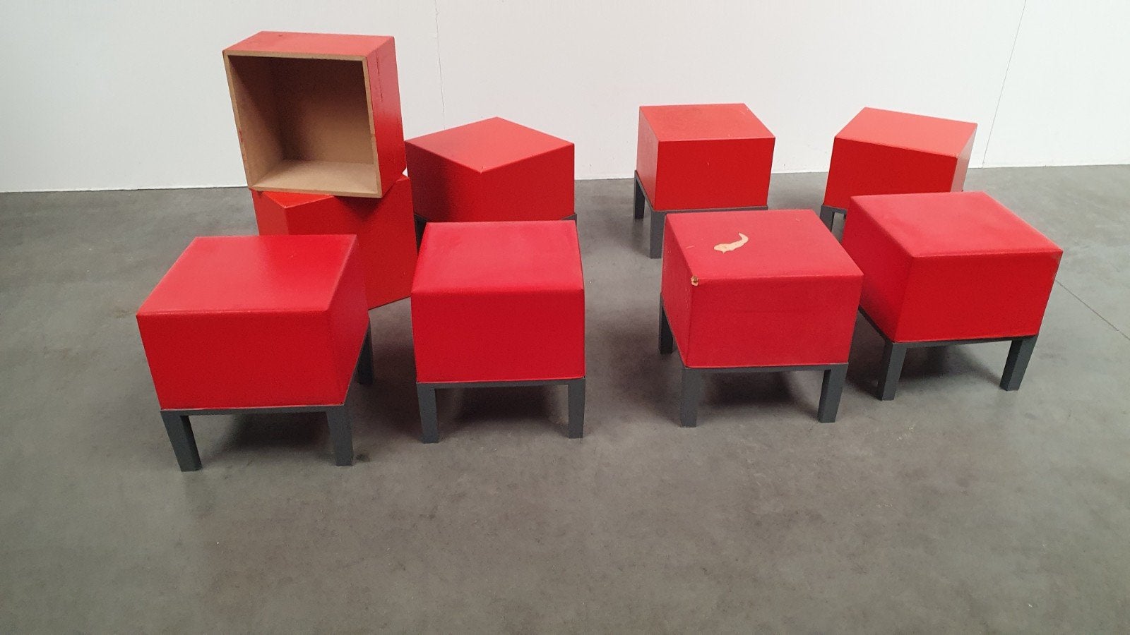 Rode poefjes design kubus blokken zitelementen, Ophalen, Rechthoekig