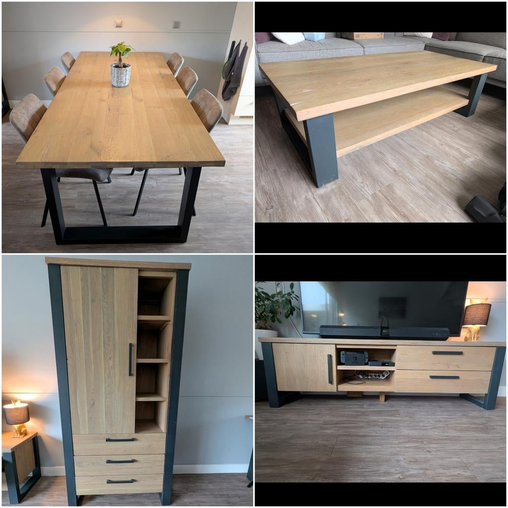 Meubelset salontafel, kast, TV-meubel, eettafel + 6 stoelen, Huis en Inrichting, Complete inboedels, Ophalen