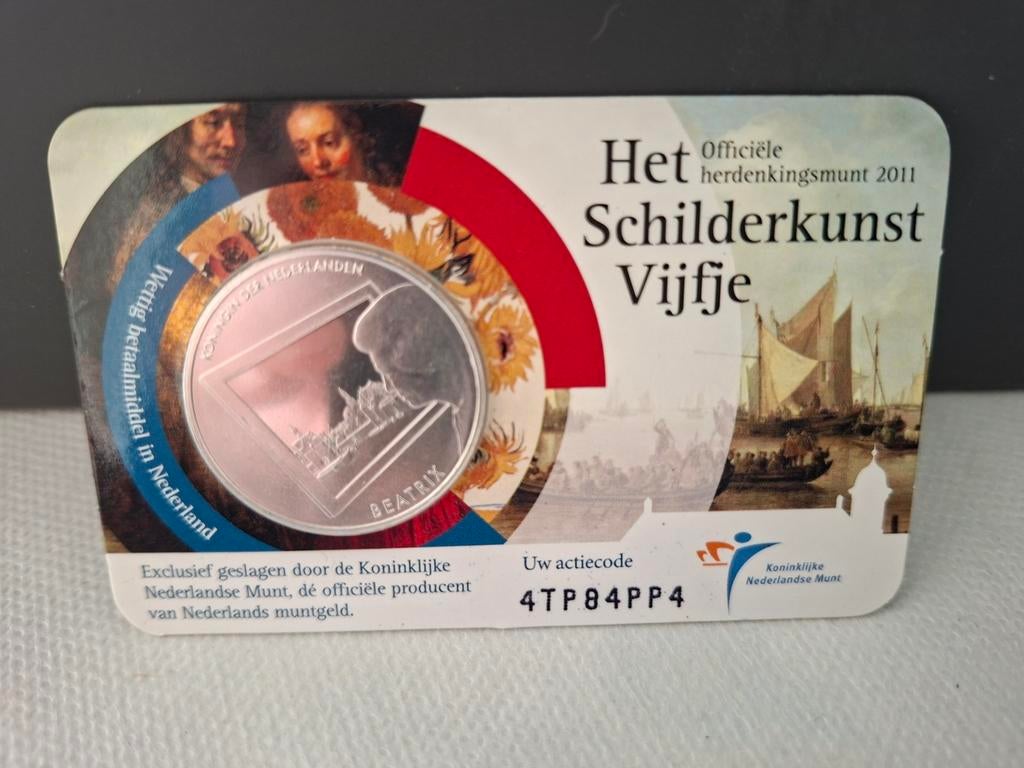 Schilderkunst Vijfje 2011 - Zwaar Verzilverde 5 Euro Munt, Postzegels en Munten, Munten | Nederland, Losse munt, Euro's, Koningin Beatrix