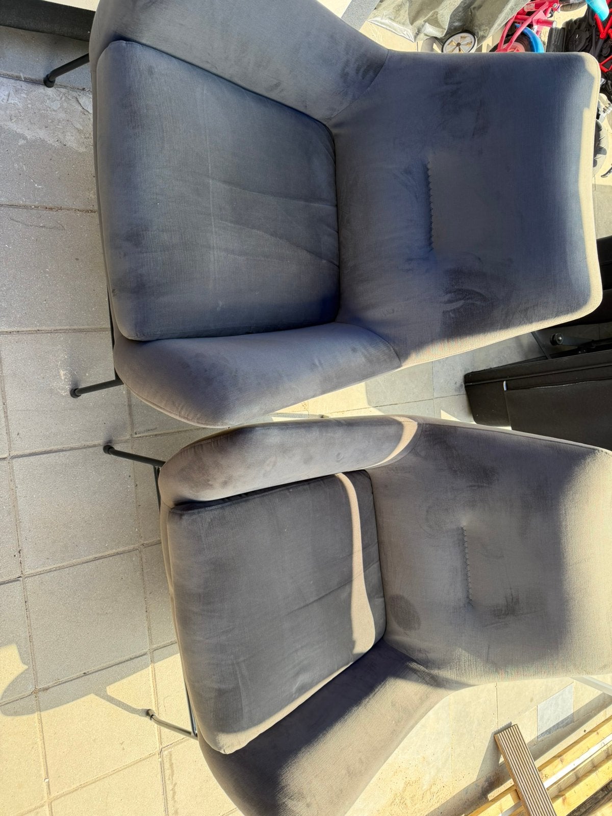 2 design fauteuils velours antraciet: Goossens, Ophalen, Gebruikt, Twee, Stof