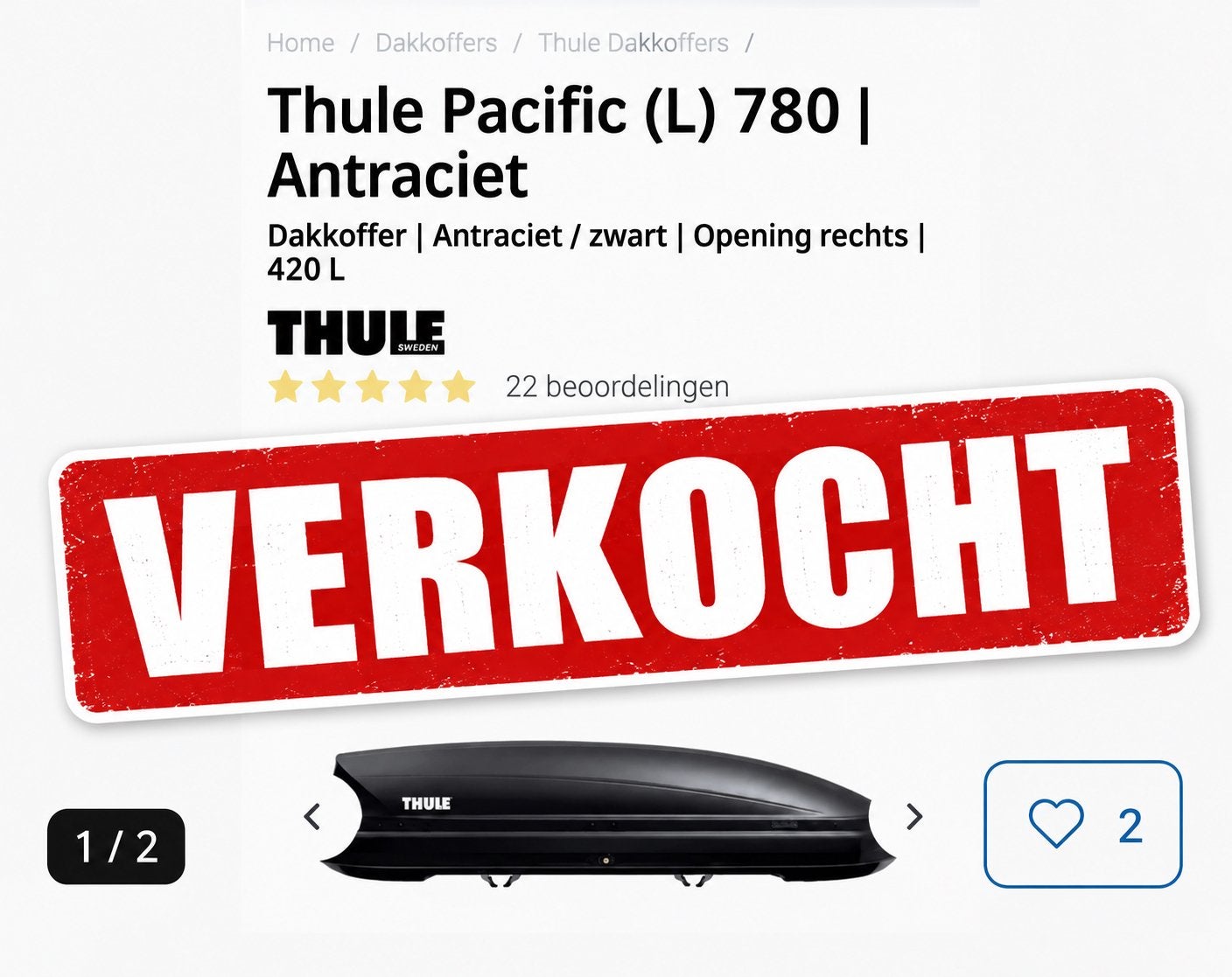 Nieuwe dakkoffer thule 420liter. 5jr garantie, Ophalen, Nieuw