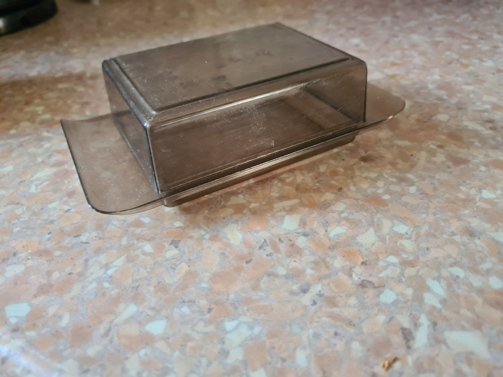 Vintage kunststof botervloot - Bruin transparant, Kunststof, Ophalen of Verzenden, Bruin, Overige typen