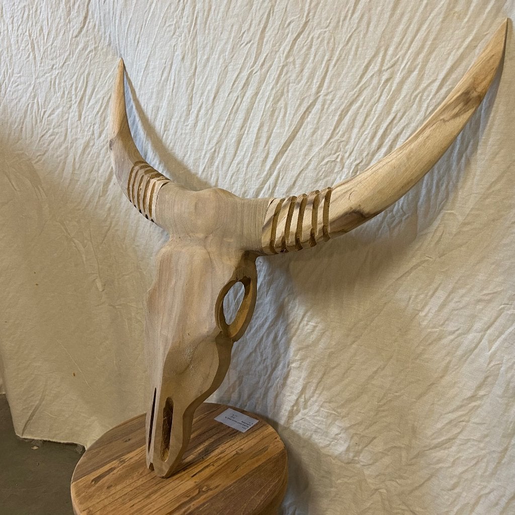 koeienkop / buffelkop teak - handgemaakt - Gratis bezorgd, Huis en Inrichting, Beige, TTM Wonen, Meubels – (Perzische) Tapijten en Woonaccessoires