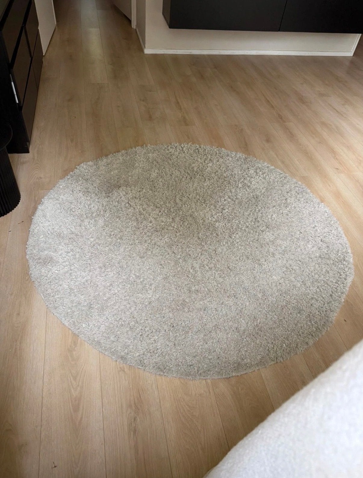 Rond vloerkleed hoogpolig, Ophalen, 150 tot 200 cm, Rond, Wit