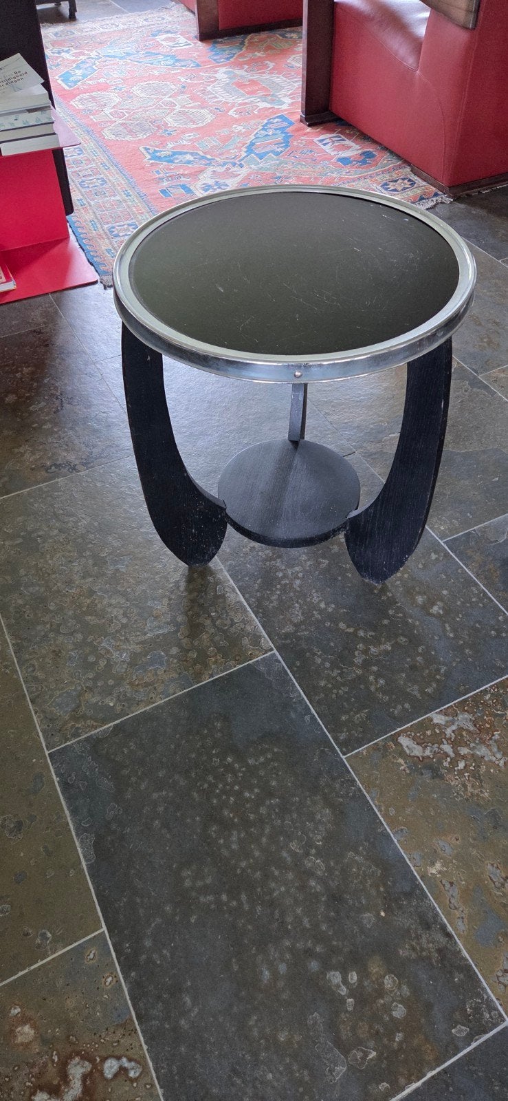 Vintage Art Deco bijzettafel met chroom en glazen blad, Ophalen