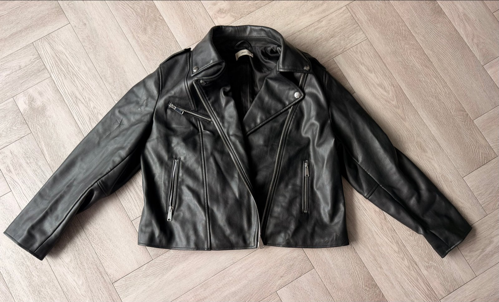Mango XXL Zwart Leren Bikerjack, Ophalen of Verzenden, Gedragen, Maat 46/48 (XL) of groter, Zwart