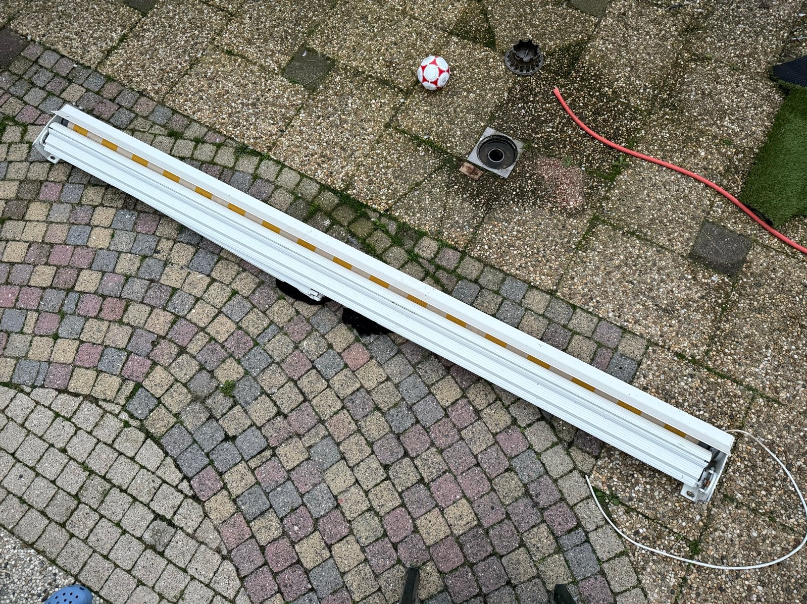 Elektrisch zonnescherm (knikarmscherm), 3 meter breed, Ophalen, Gebruikt, Elektrisch, 150 tot 300 cm