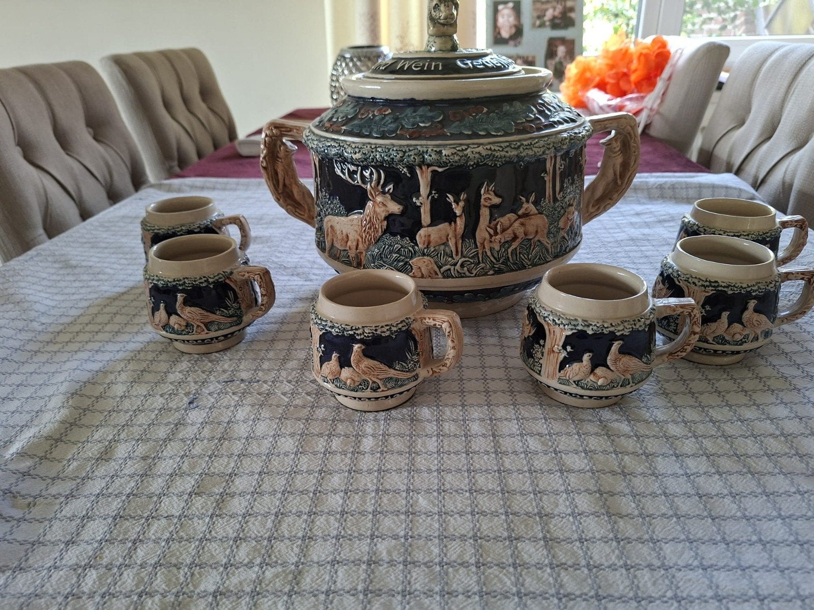 Vintage Duitse punchset met wildtaferelen, Antiek en Kunst, Ophalen of Verzenden